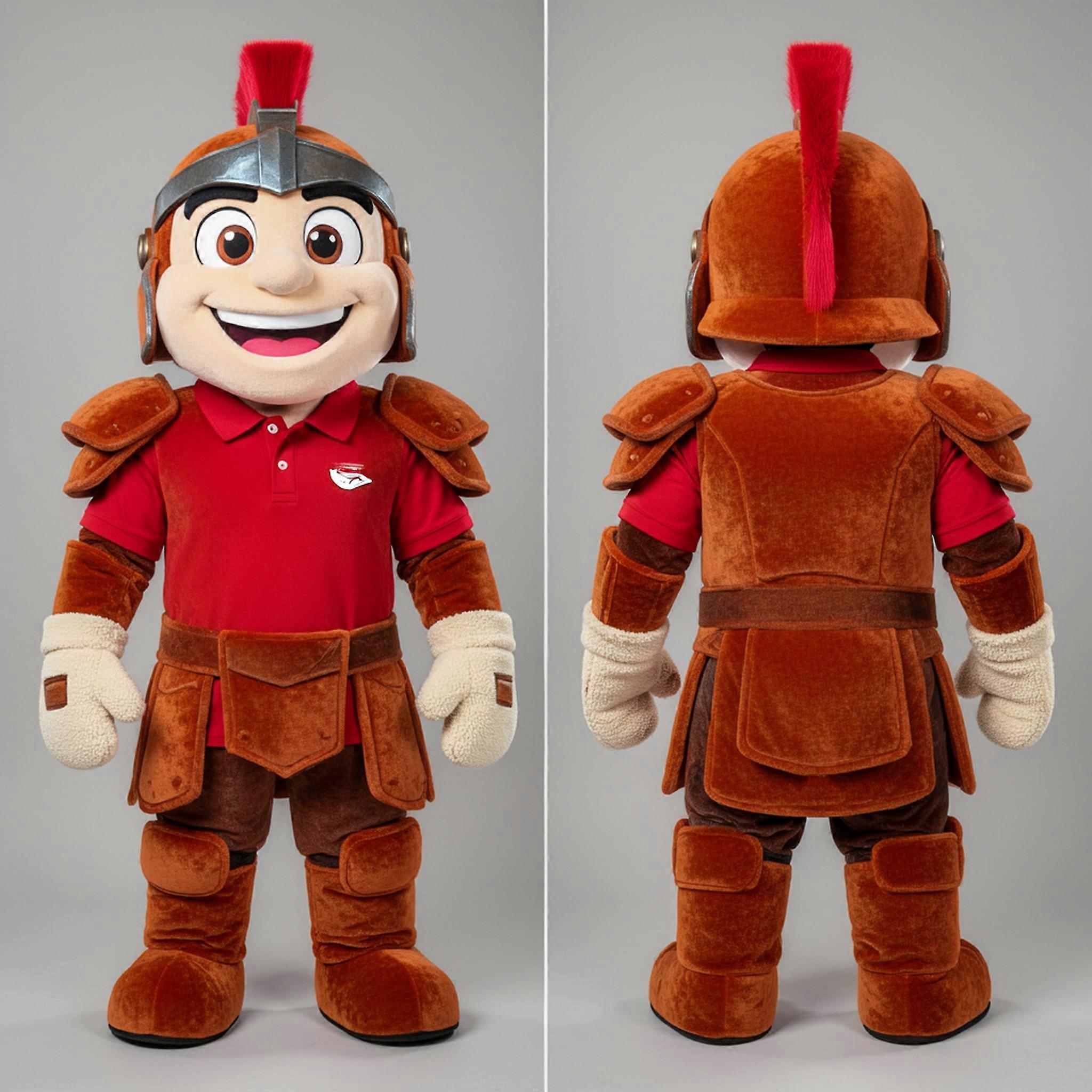 MASTICOT Rust Orange Broad Shouldered Spartan Soldier Mascot