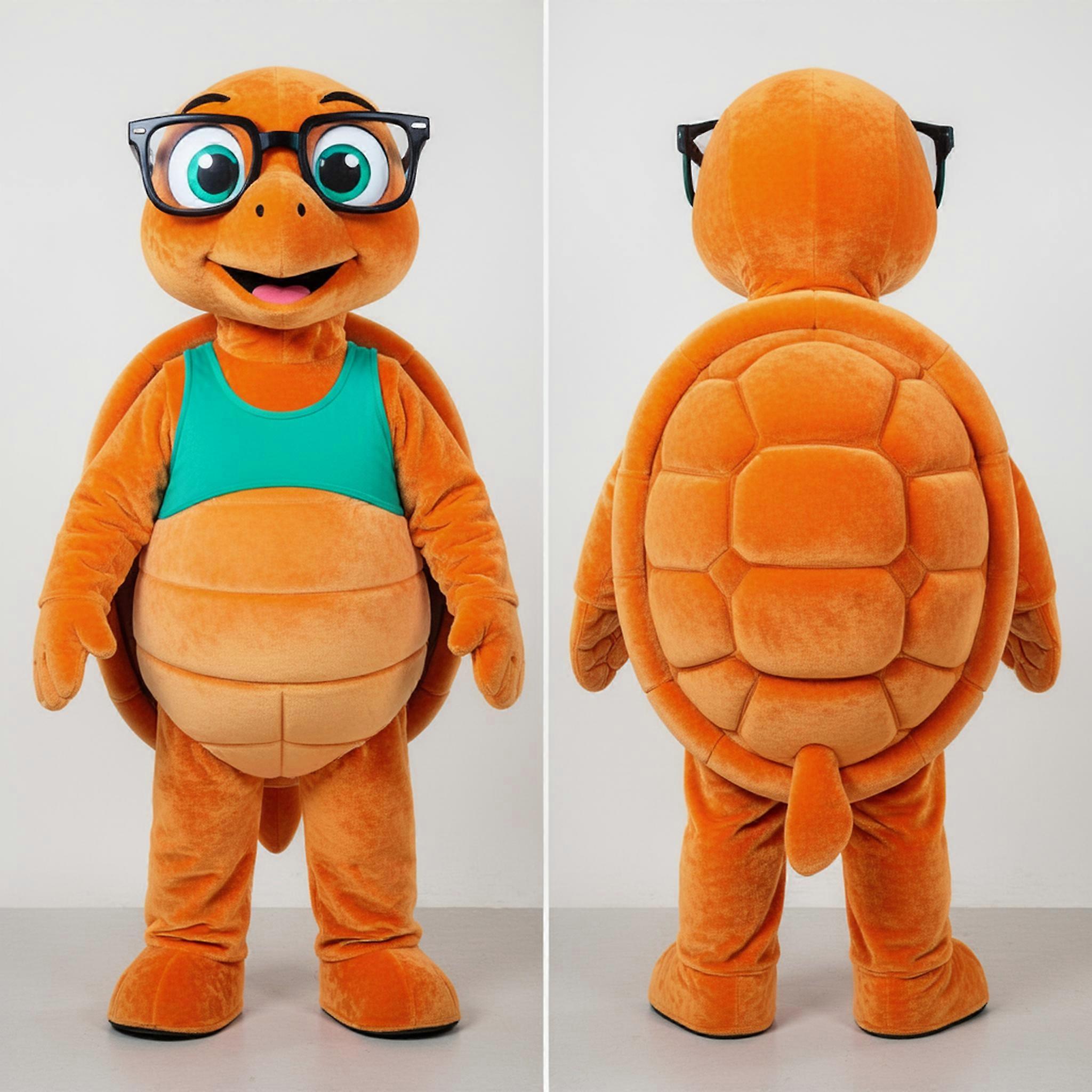 MASTICOT Vibrant Orange Cartoon Sea Turtle Mascot