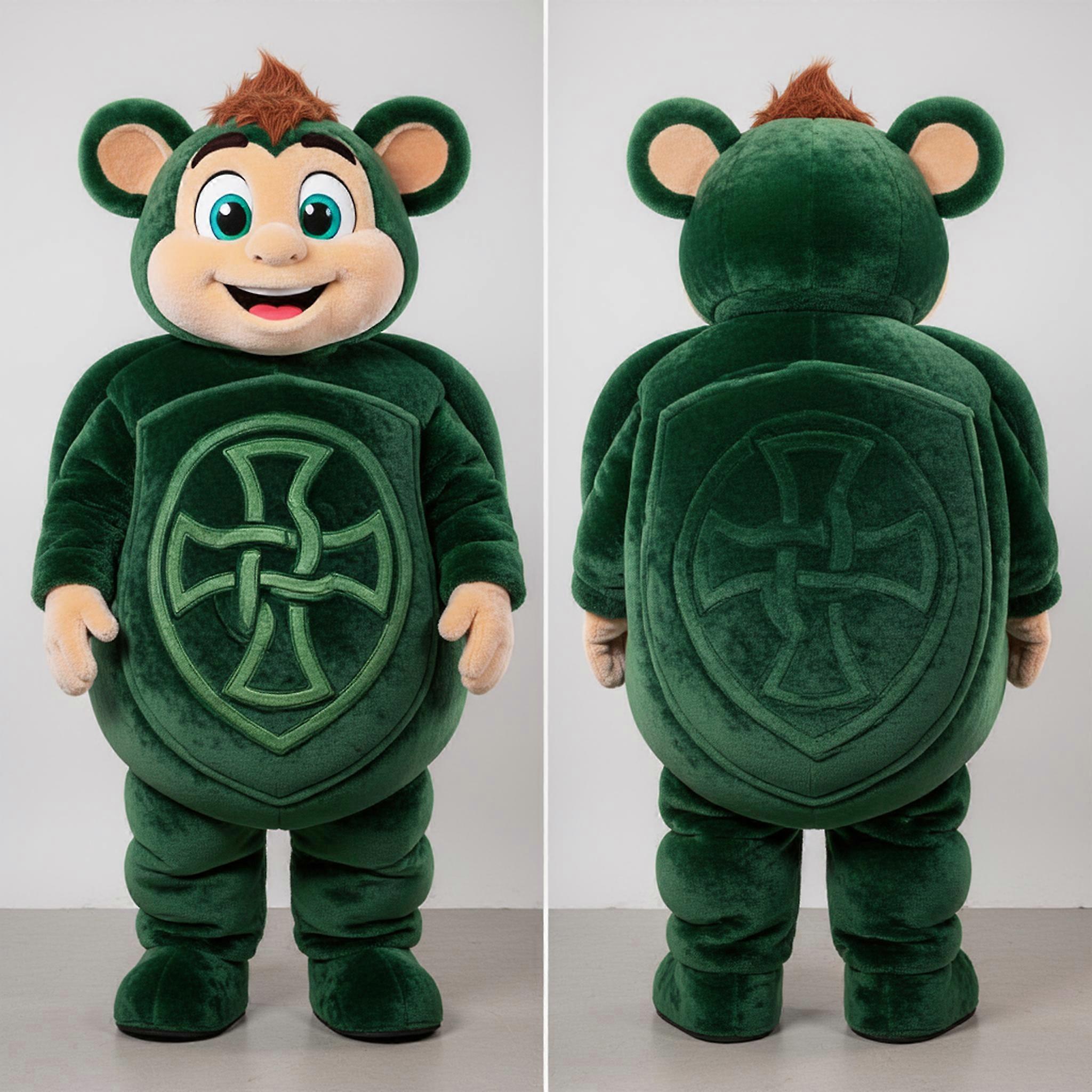 MASTICOT Forest Green Cartoon Celtic Shield Mascot