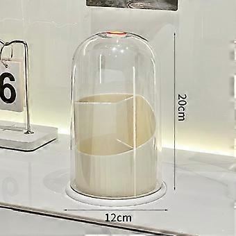 Drehbarer Make-up-Pinsel-Organizer mit staubdichter, transparenter Abdeckung und mehreren Fächern für Beauty-Blender zur Verwendung auf dem Schminktisch
