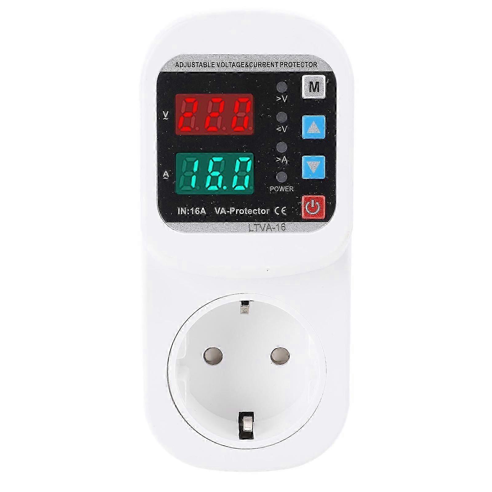 Automatic Voltage Current Safety Socket LED Display Adjustable Voltage Current Surging Safety Socket 1-63A EU Plug