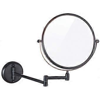 8 Inch Wall Mounted Makeup Mirror with 3X Magnification, Double Sided Foldable Telescopic Arm, Black
