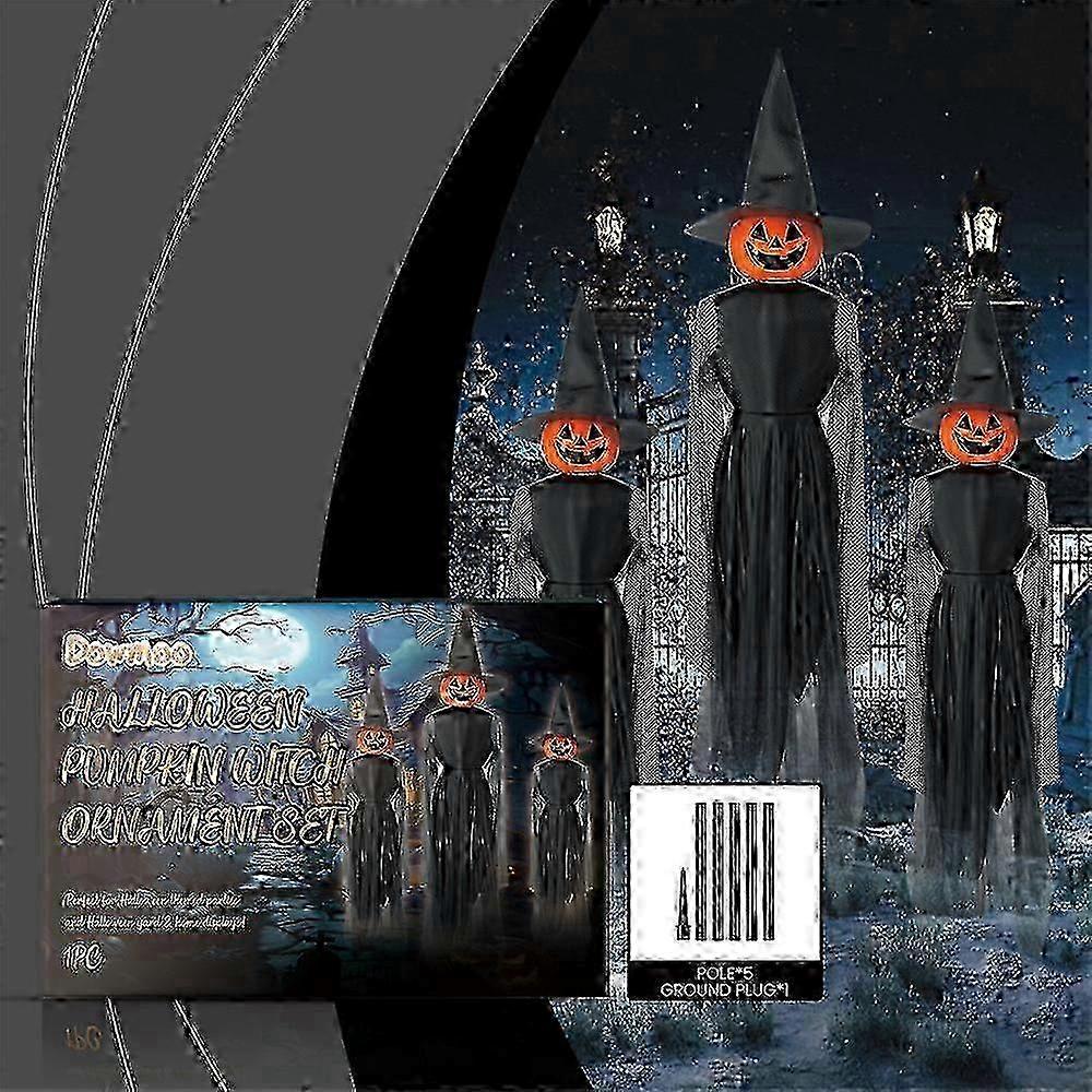 Halloween Pumpkin Witch Ornament Set