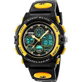 Boys digital watch outdoor sports 50M waterproof digital watch alarm clock 12/24H stopwatch yellow [MI]