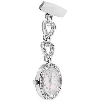 Nurse Watch Silver Pocket Watch for Watching Time Alloy Portable Rhinestone