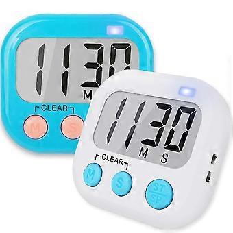Digital Classroom Timer 2 Pack White Blue Large Display Magnetic Back Retractable Stand Hook Memory Setting for Teachers Kids Shower Homework Exercise