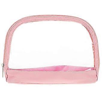 Clear PVC Makeup Bag Waterproof Portable Cosmetic Organizer with Large Capacity for Travel and Daily Storage, Pink, 24x15x7cm