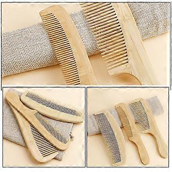 Light Yellow Bamboo Comb Fine Tooth Comb for Hair Care 3Pcs Small Set