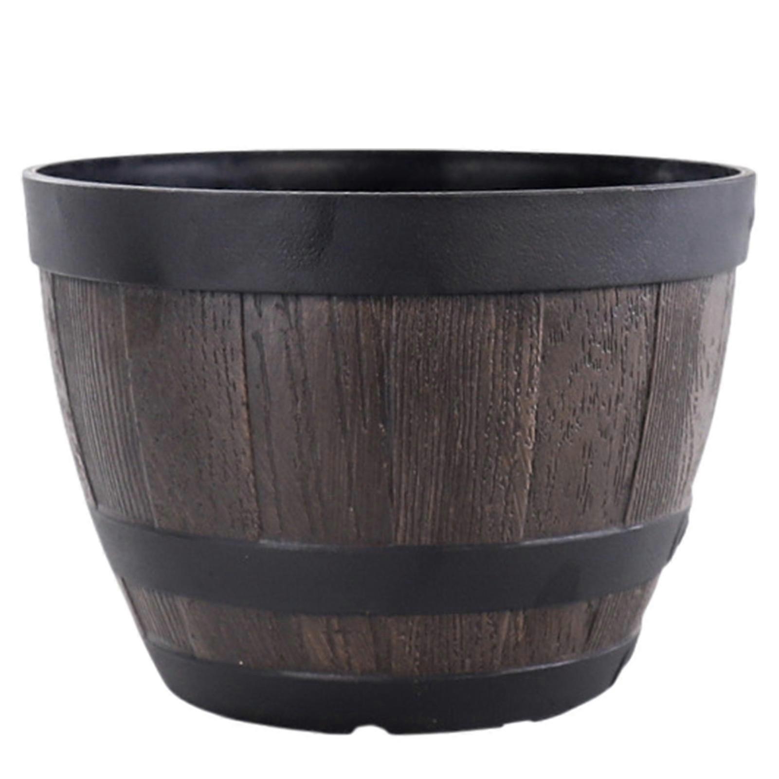Rustic Barrel Planter With Drainage