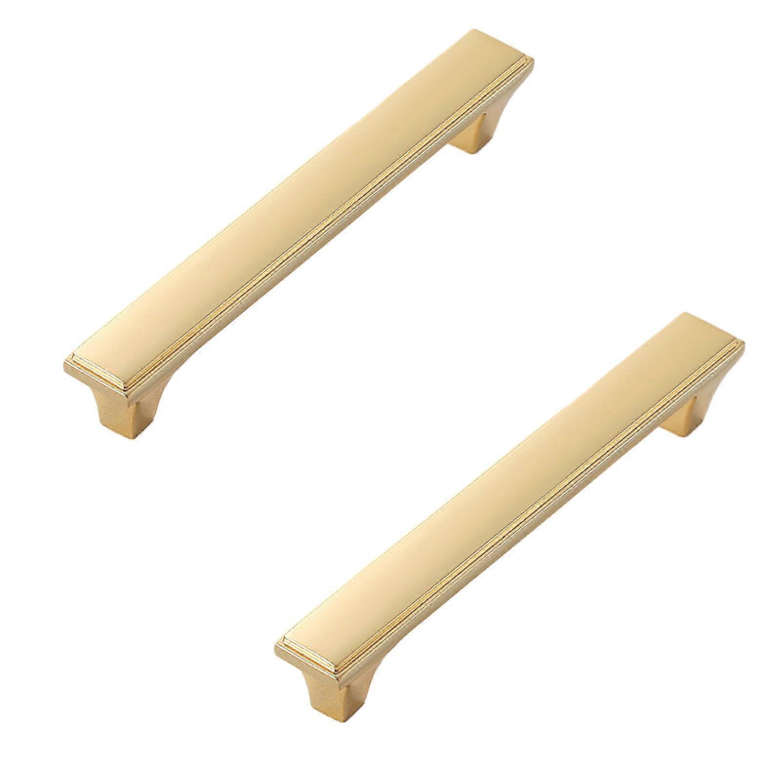 Solid Brass Cabinet Knobs and Gold Drawer Handles 2 Pack 192mm Satin Finish for Kitchen Wardrobe