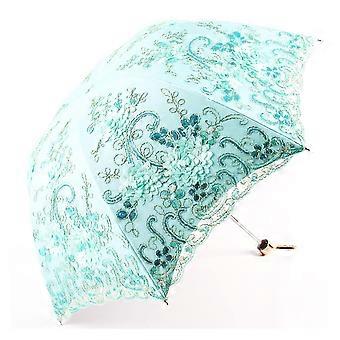 Compact Travel Umbrella with UV Protection, Lace Sun Parasol for Women, Dual Use for Sun and Rain