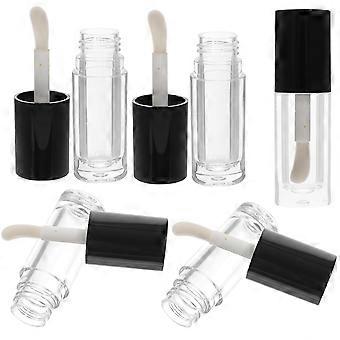 Empty Lip Gloss Tubes with Wand for Lip Oil Storage 5Pcs Black Plastic