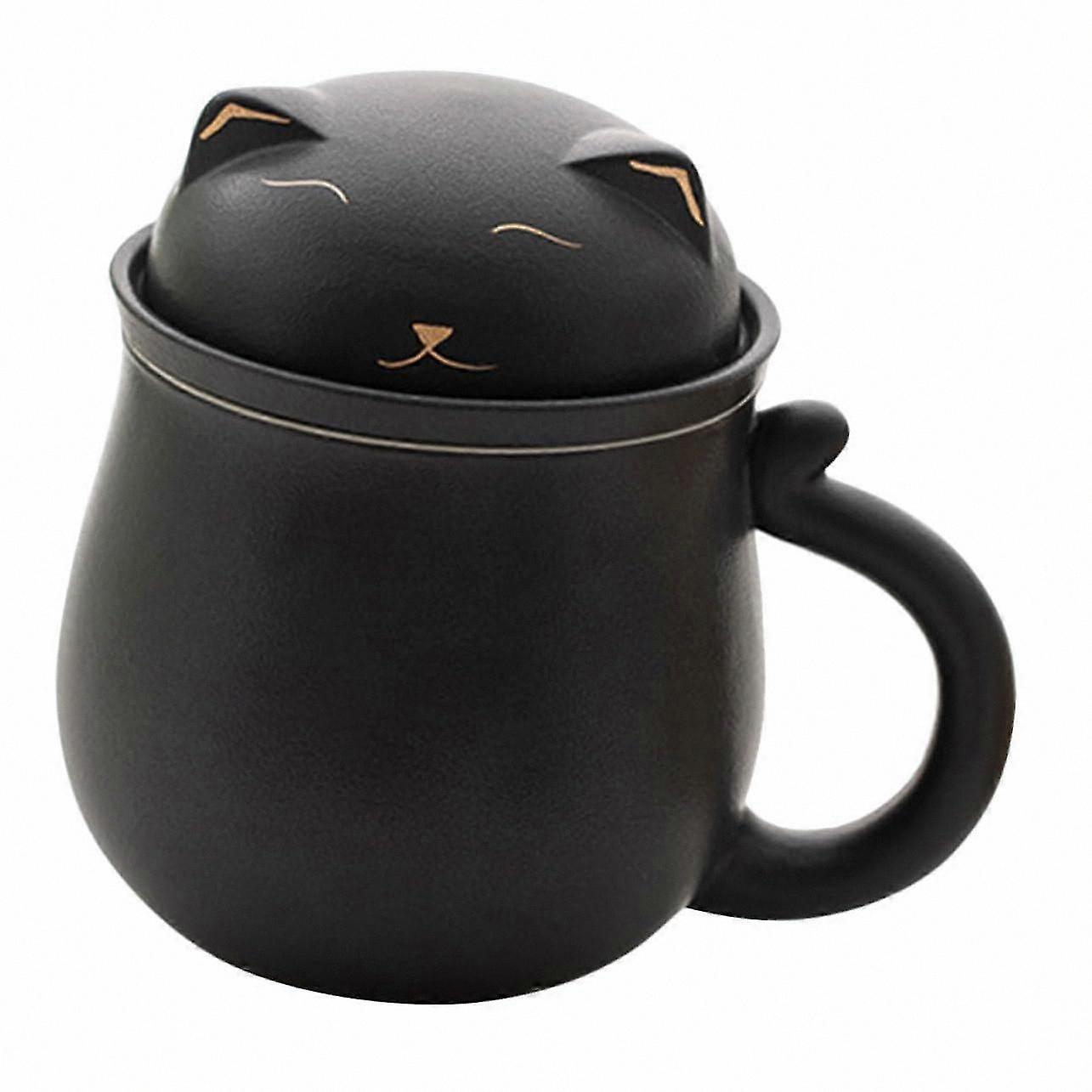 Black Ceramic Mug With Built-In Infuser