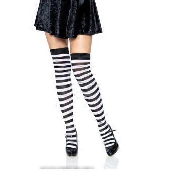 Thin Striped Patterned Thigh High Socks-bhkj