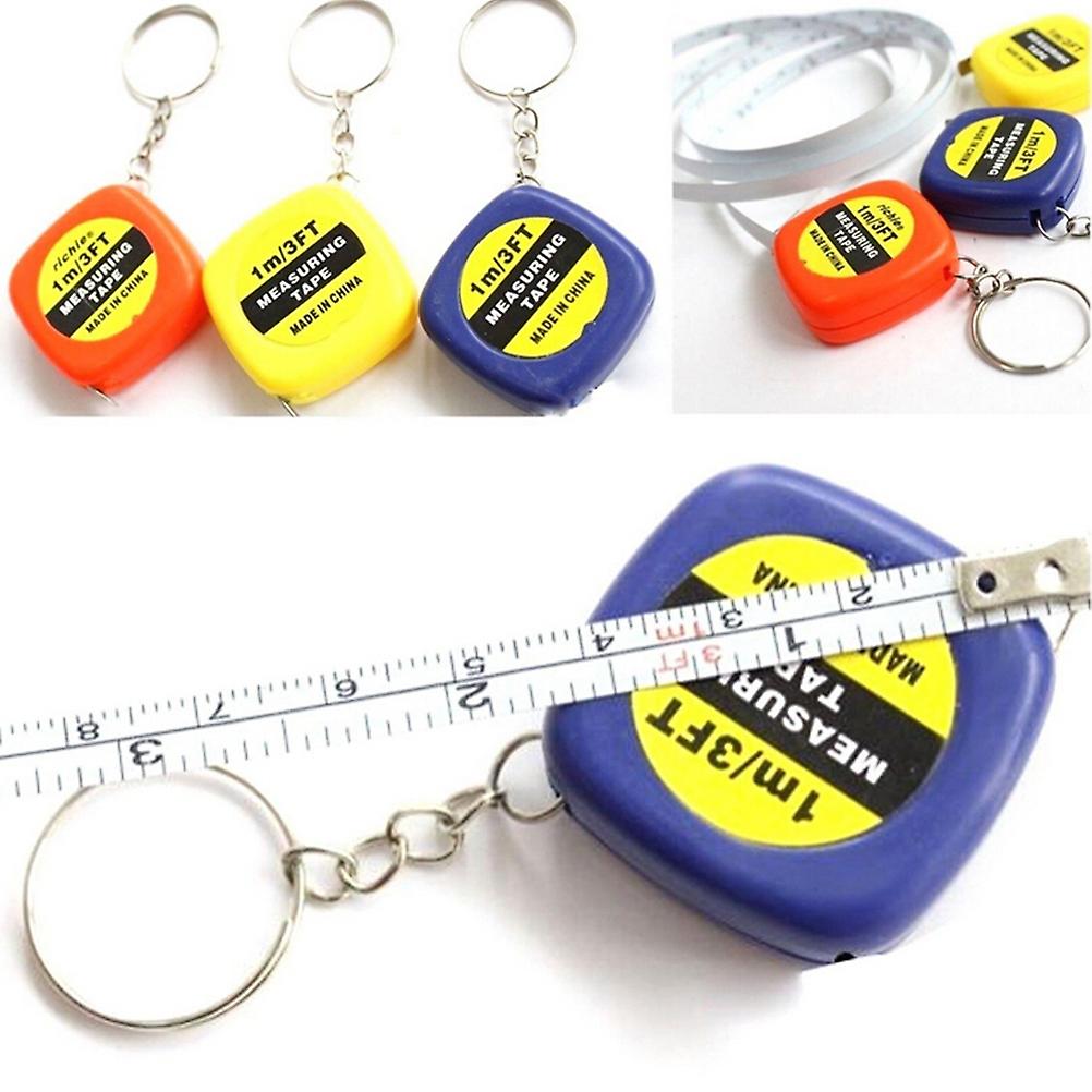 Random 1pcs Style New Mini Keychain Key Ring Easy Retractable Tape Measure Pull Ruler 1m