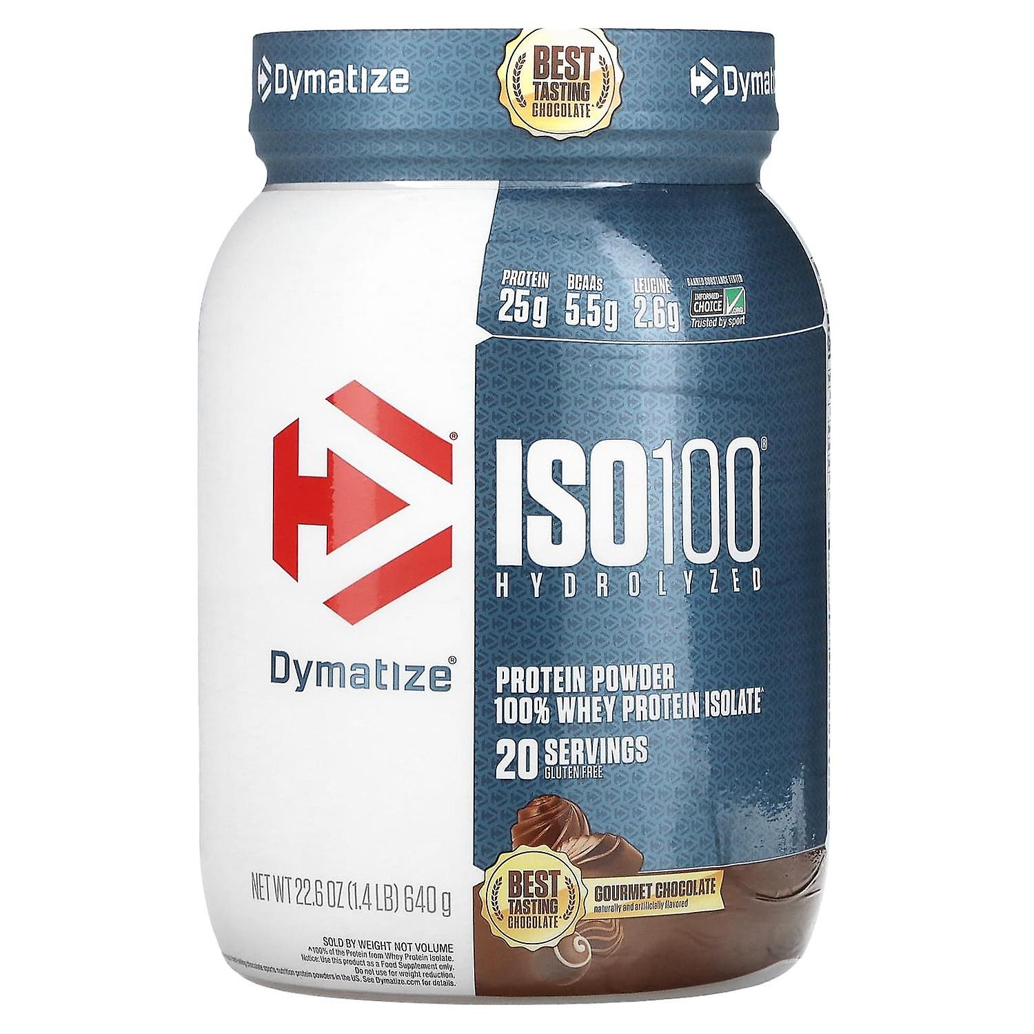 Dymatize, ISO100 Hydrolyzed, 100% Whey Protein Isolate, Gourmet Chocolate, 1.4 lb (640 g)