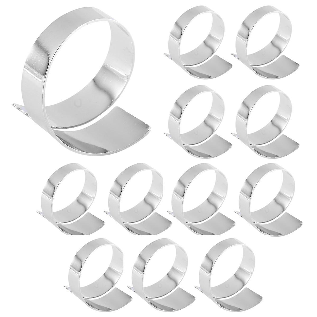 12Pcs Steel Color Metal Table Decor Napkin Ring Holder Spring for Wedding Setting, Easter Dinner, '