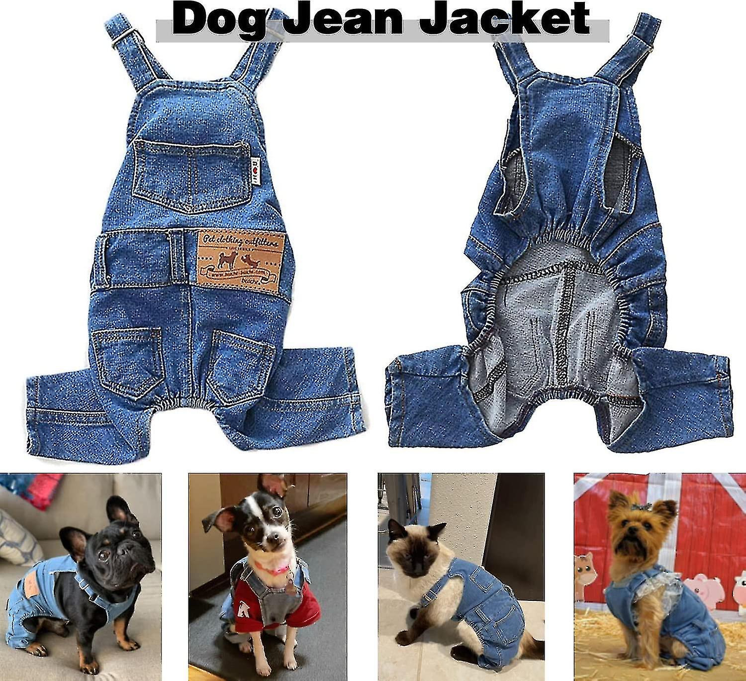 Dog Shirts Clothes Denim Overalls, Pet Jeans Onesies Apparel