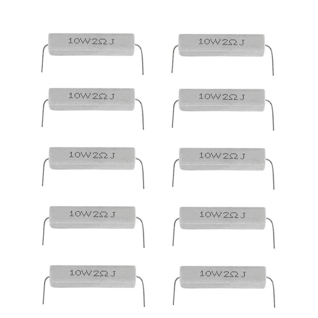 10 Pcs Wire Wound Ceramic Cement Resistor 2 Ohm 10w Watt