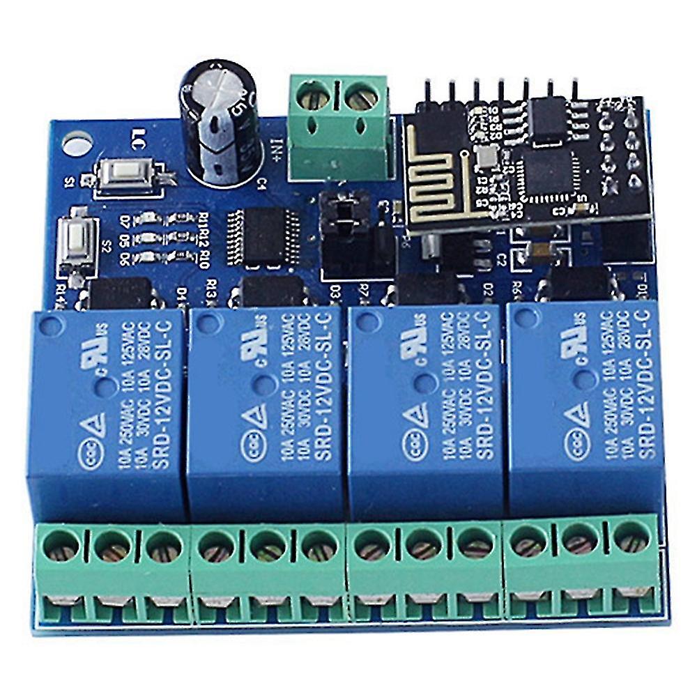Dc 12v Esp8266 Esp-01 4-kanals relämodul Wifi-modul för Iot Smart Home Mobiltelefon App Contro