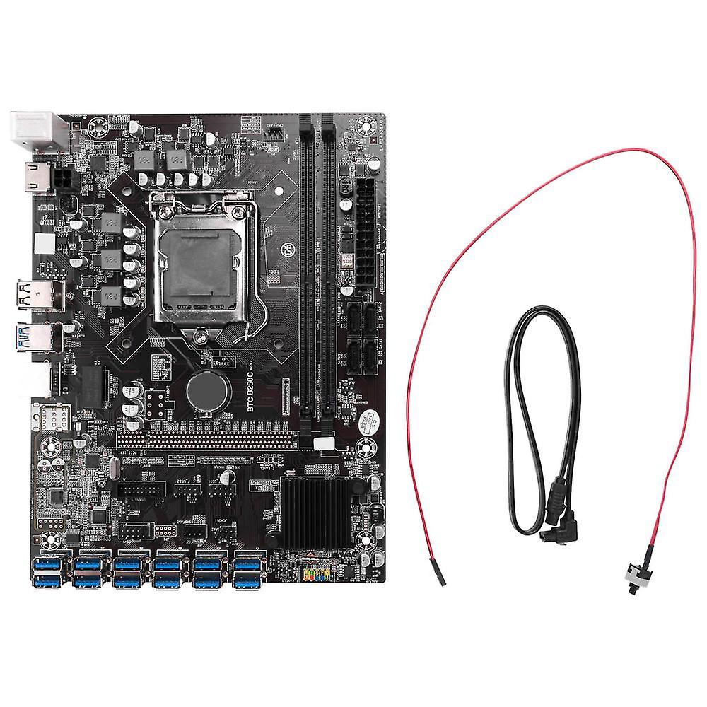 Sata Kablo + Anahtar Kablosu ile B250c Btc Madencilik Anakart 12xpcie Usb3.0 Gpu Yuvası Lga1151 Suppo