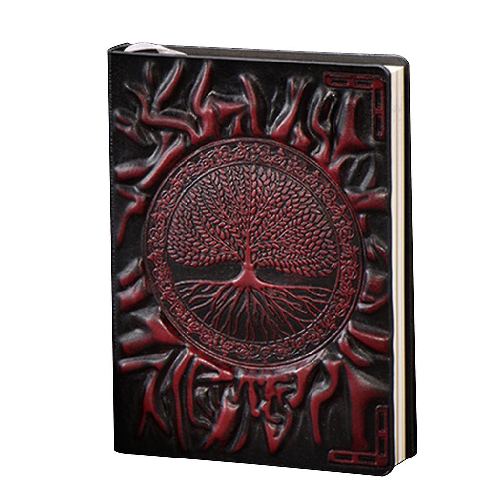 Retro Hardcover PU Notebook Vintage Embossed Business Notepad Ribbon Bookmark