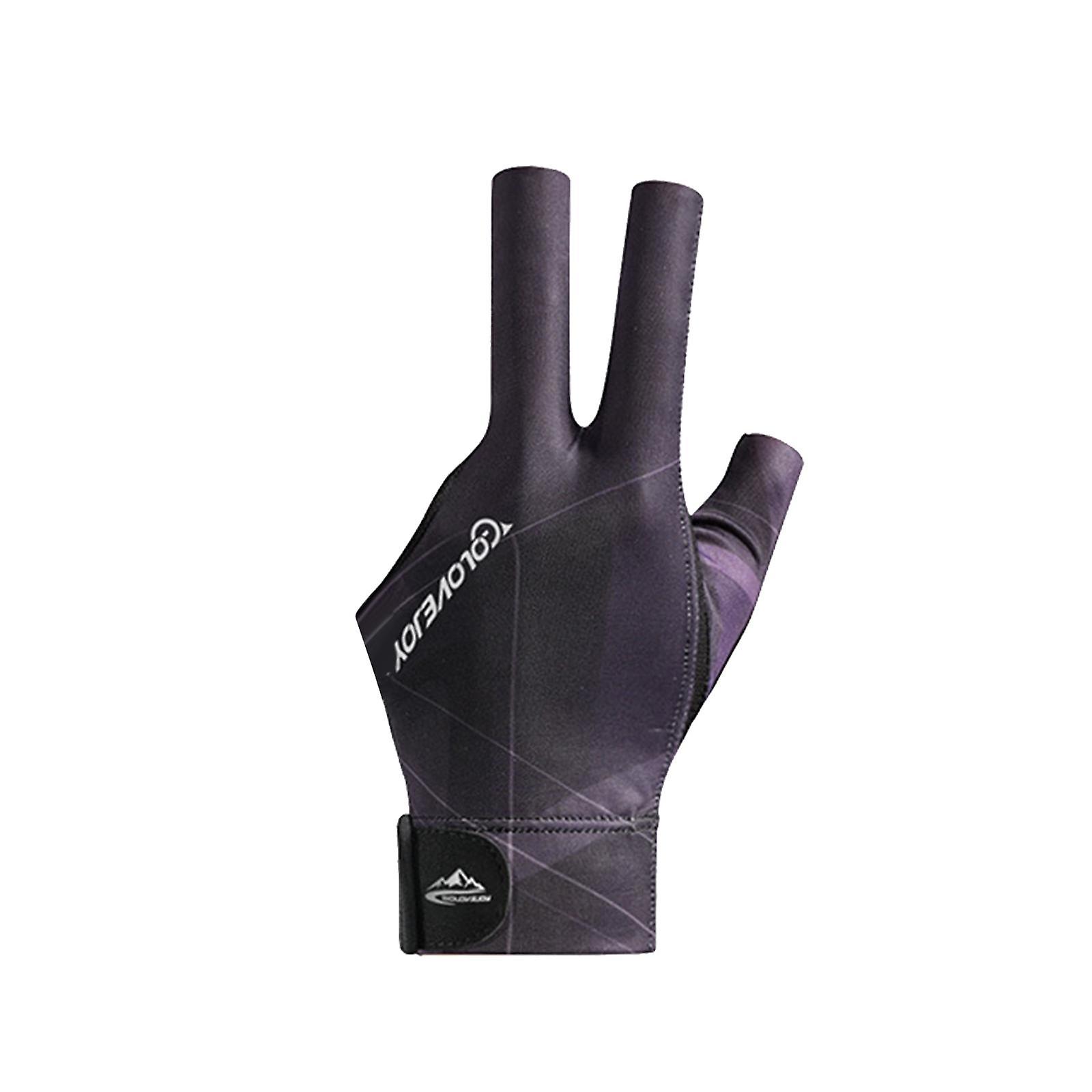 Drei Finger Handschuhe Linke Hand Anti Slip Elastische Pool Queue Mitts Schwarz Lila