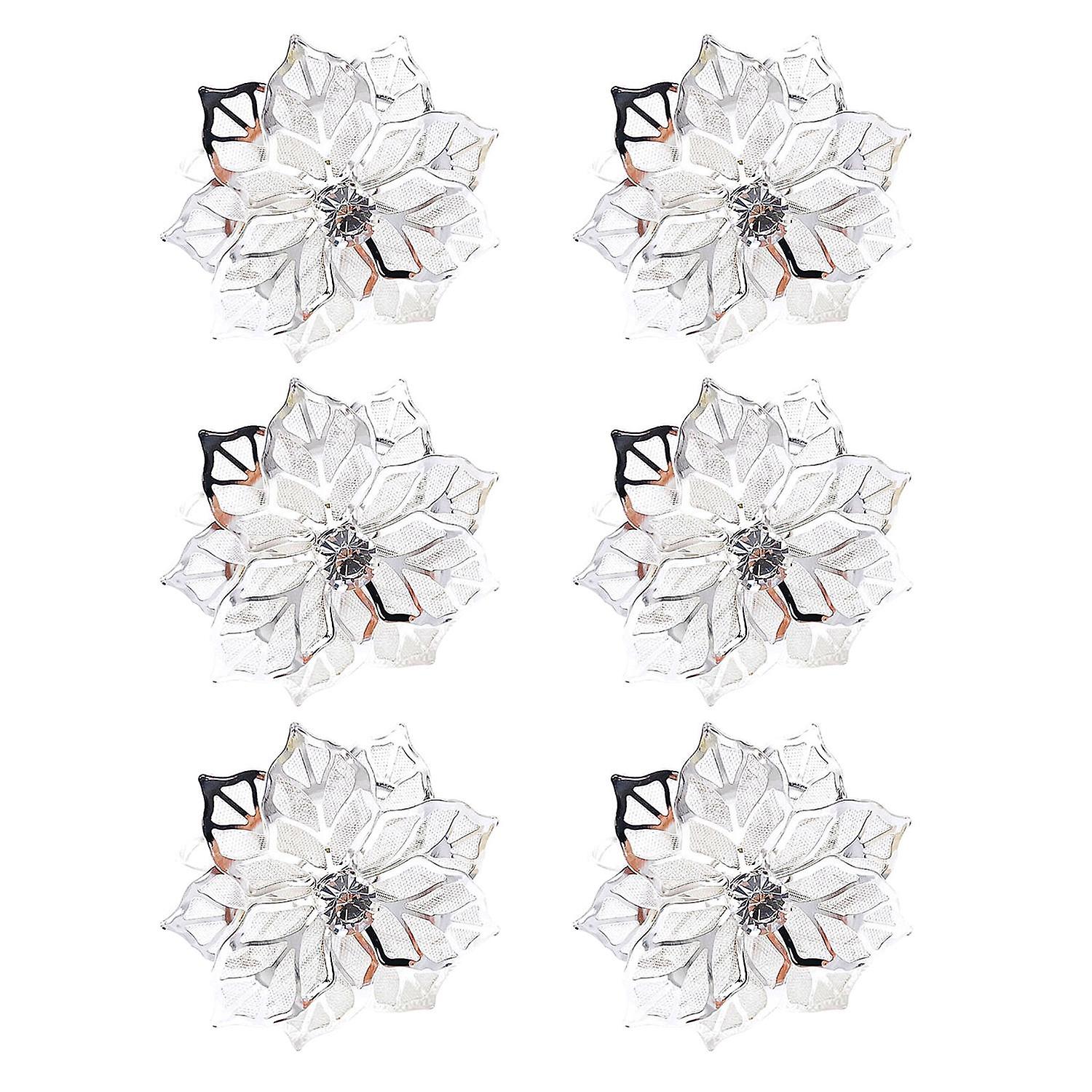 ZHOUBA 6Pcs Mesh Flower Napkin Ring Buckle Hotel Restaurant Wedding Party Table Decor