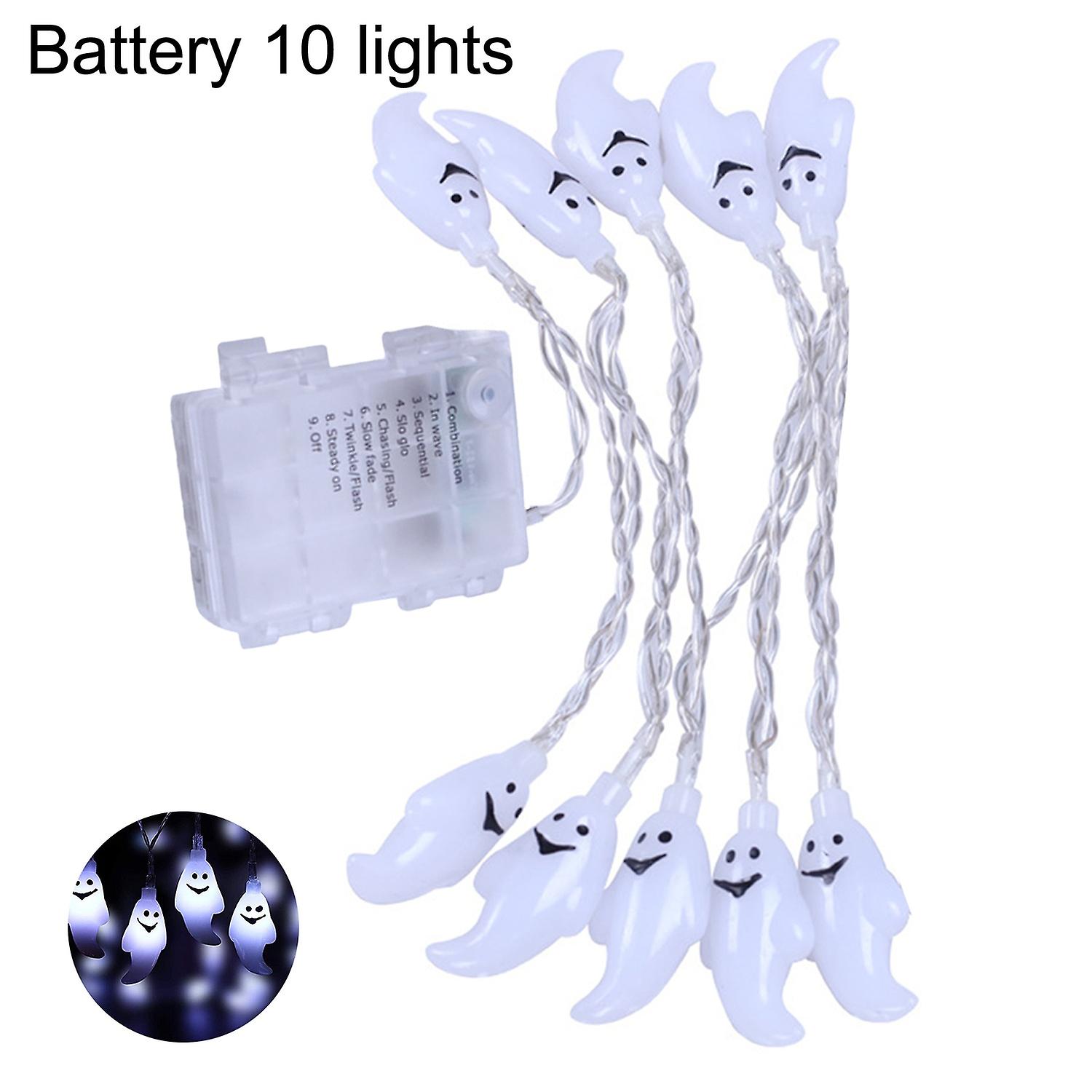 String Light Ghost Shape Festival Decoration 10/20/40 LEDs Halloween Fairy Lamp Ornament for Home