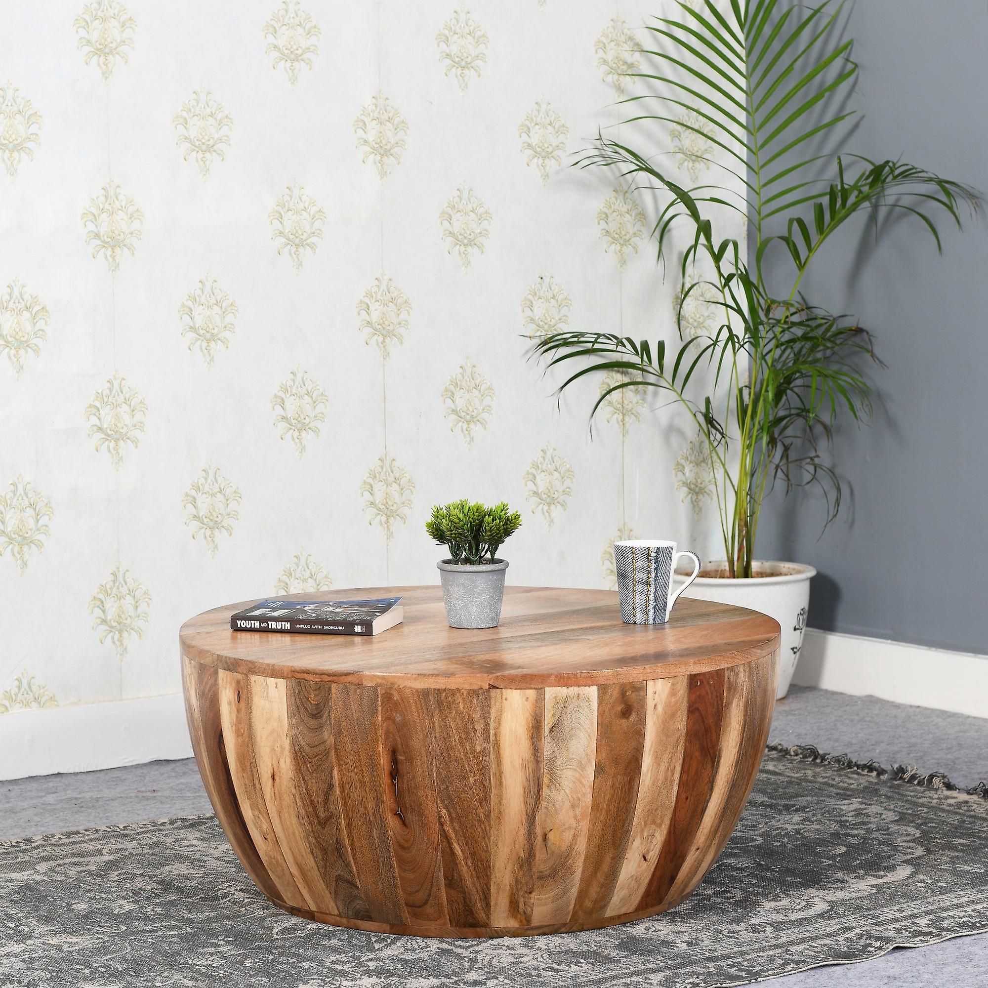 Micadoni Mango Wooden Drum Coffee Table