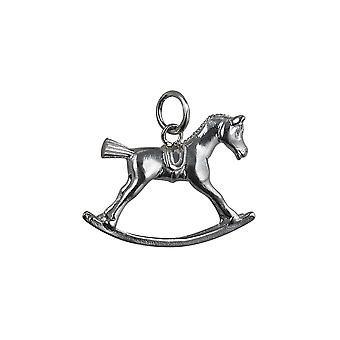 Silver 18x23mm Rocking Horse Pendant or Charm