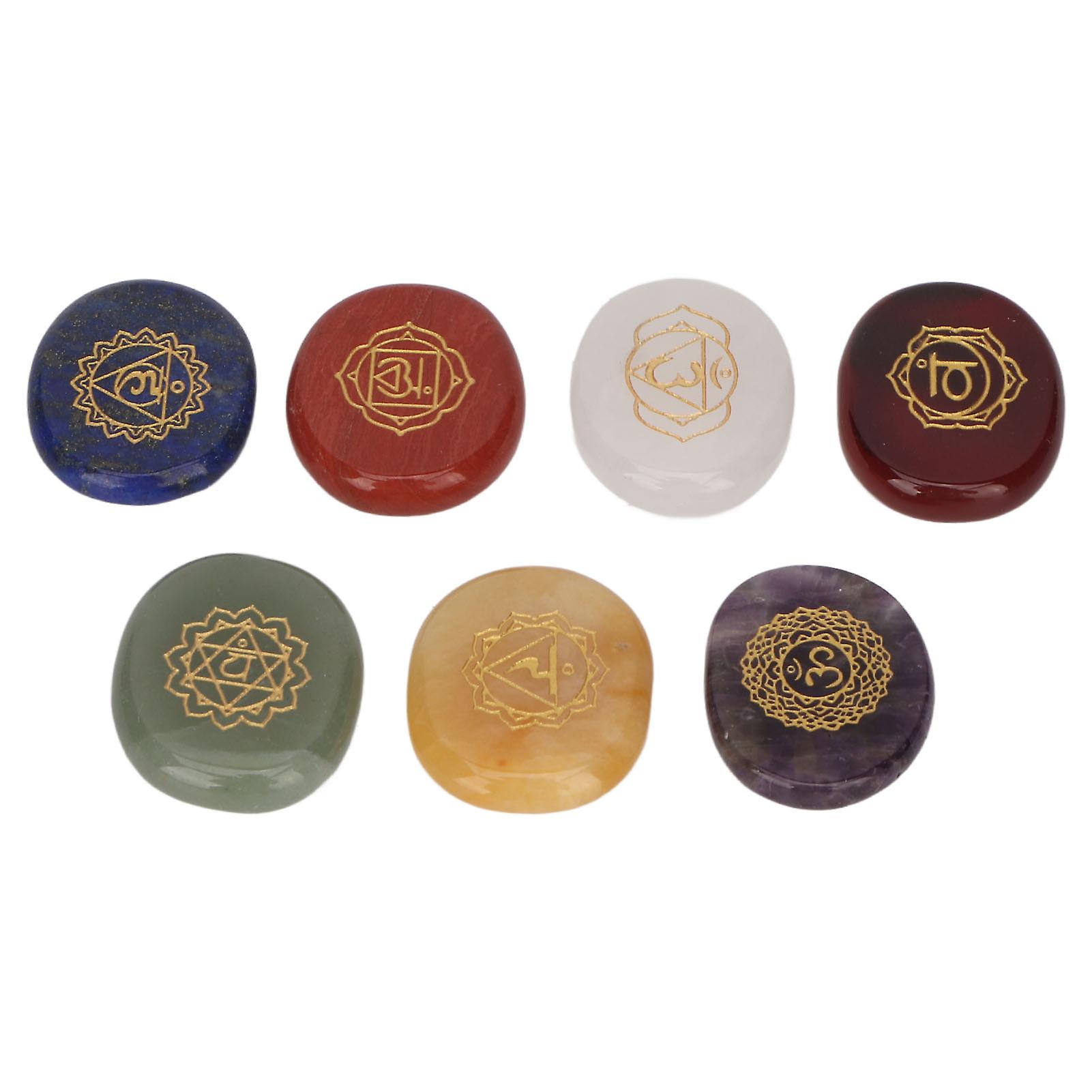 7 Pcs Rune Stones Set Different Color Smoother Yoga Stone for Meditation Healing Decompression Gift