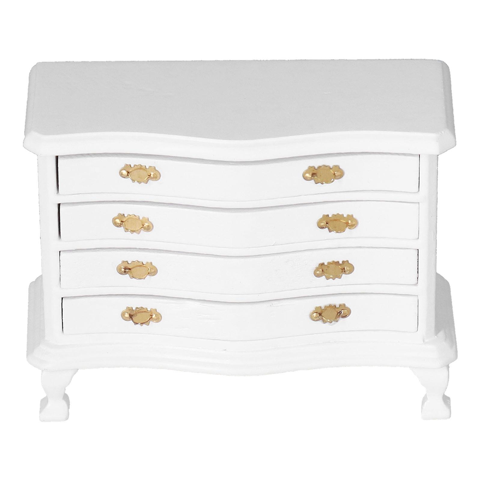 Mini 1:12 Scale Dollhouse Bedside Table with Decorative Drawer