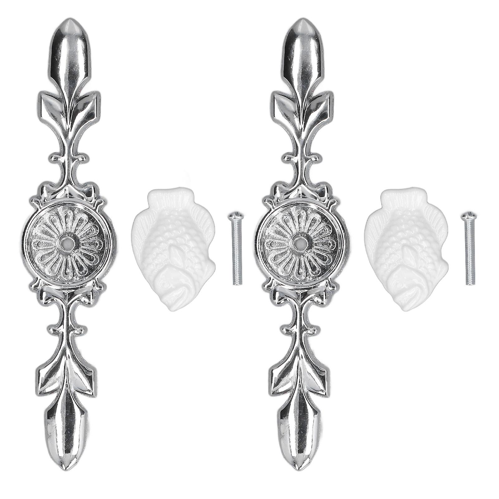 2 Set Drawer Knobs Pull Handles Ceramics Cabinet Cupboard Door Decorative Knobs with Plate for Kitchen Bathroom Office1088D Madarine