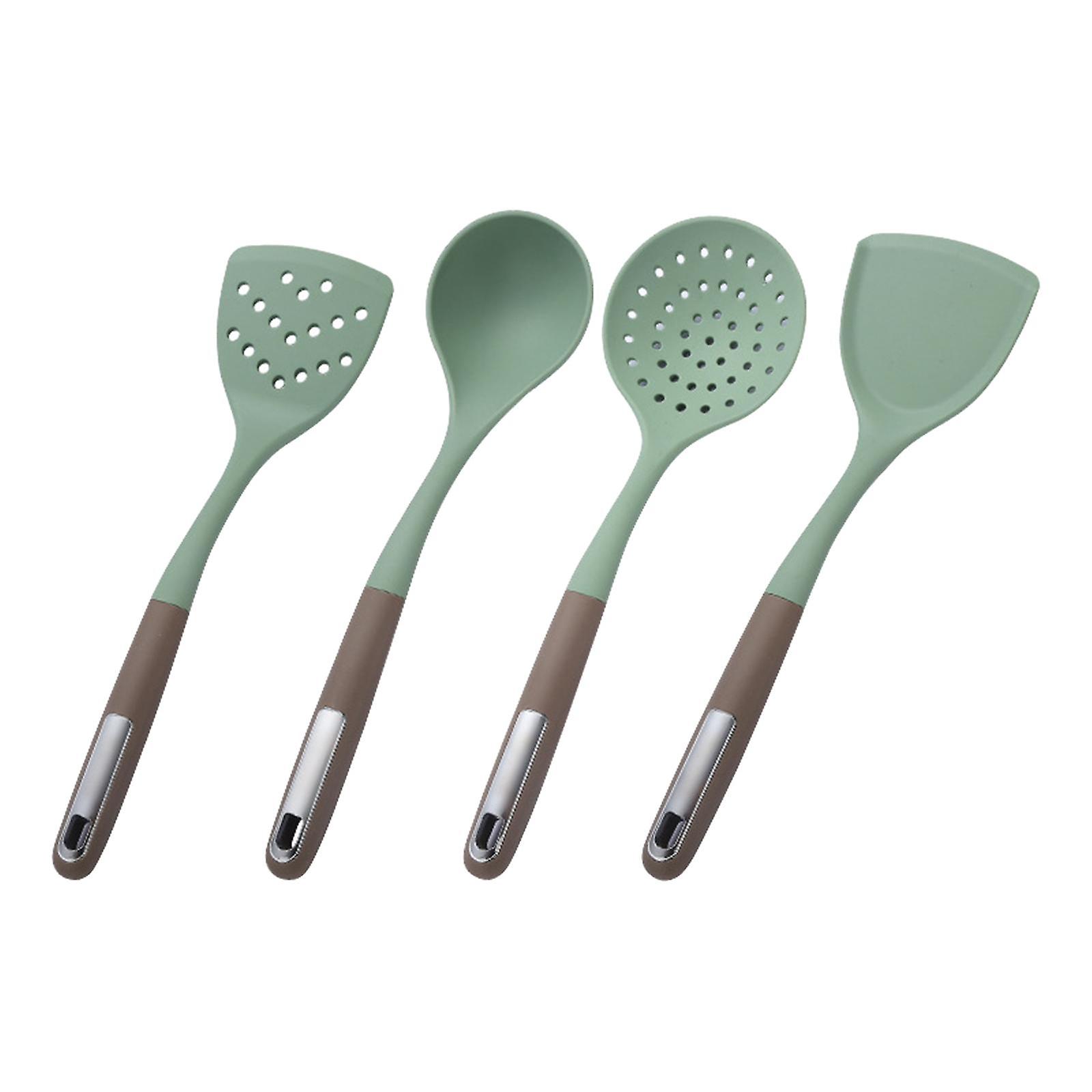 4x مجموعة أواني الطبخ المصنوعة من السيليكون مجرفة ملعقة غير لاصقة للمطبخ