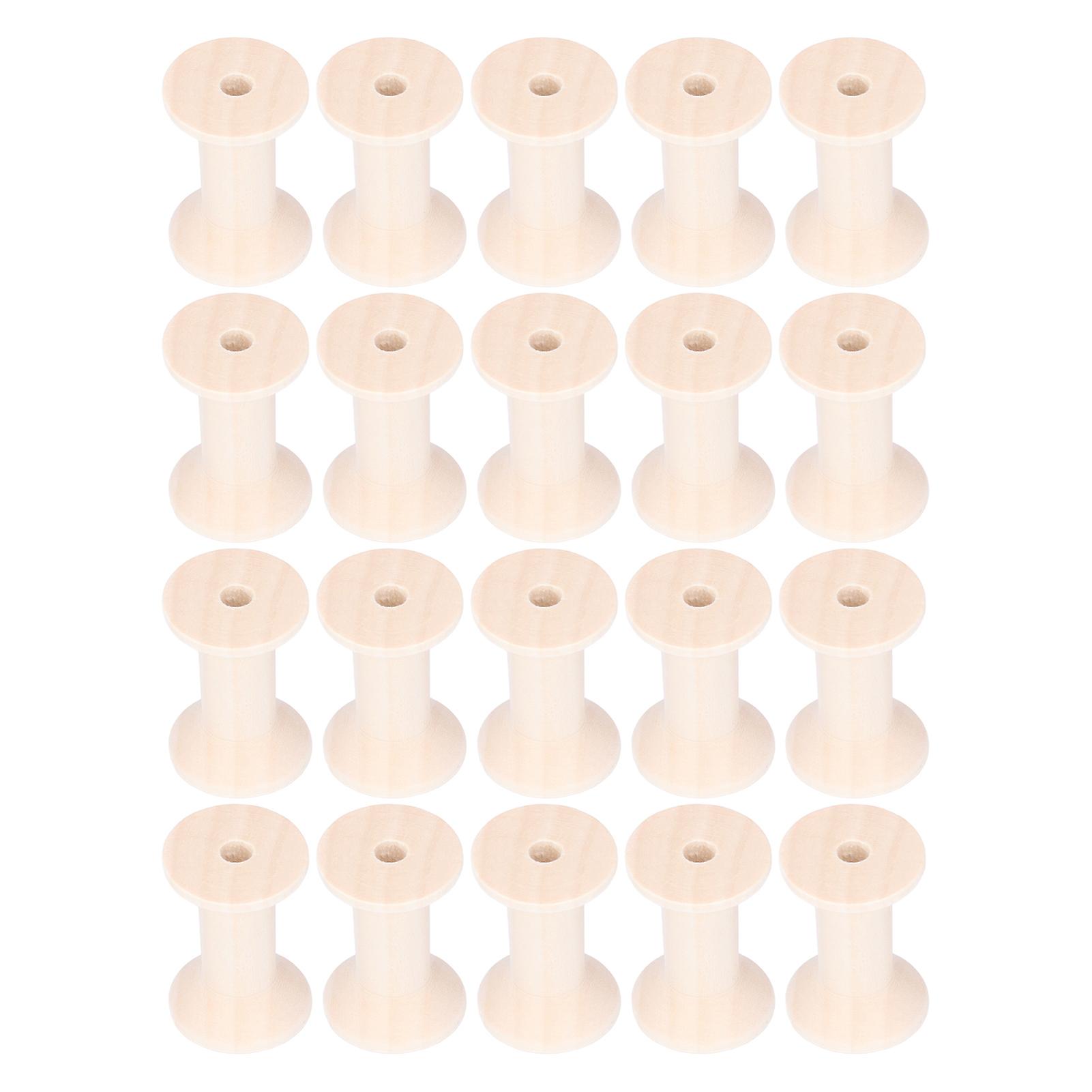 20 Pcs Eco-Friendly Wooden Bobbins Sturdy Structure DIY Making Sewing Supplies Reliable and Durable