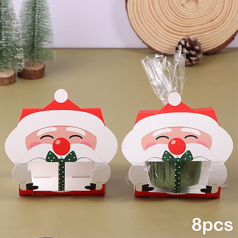 8Pcs Christmas Santa Claus Cookie Bag With Wire Ties Candy Box Party Decor