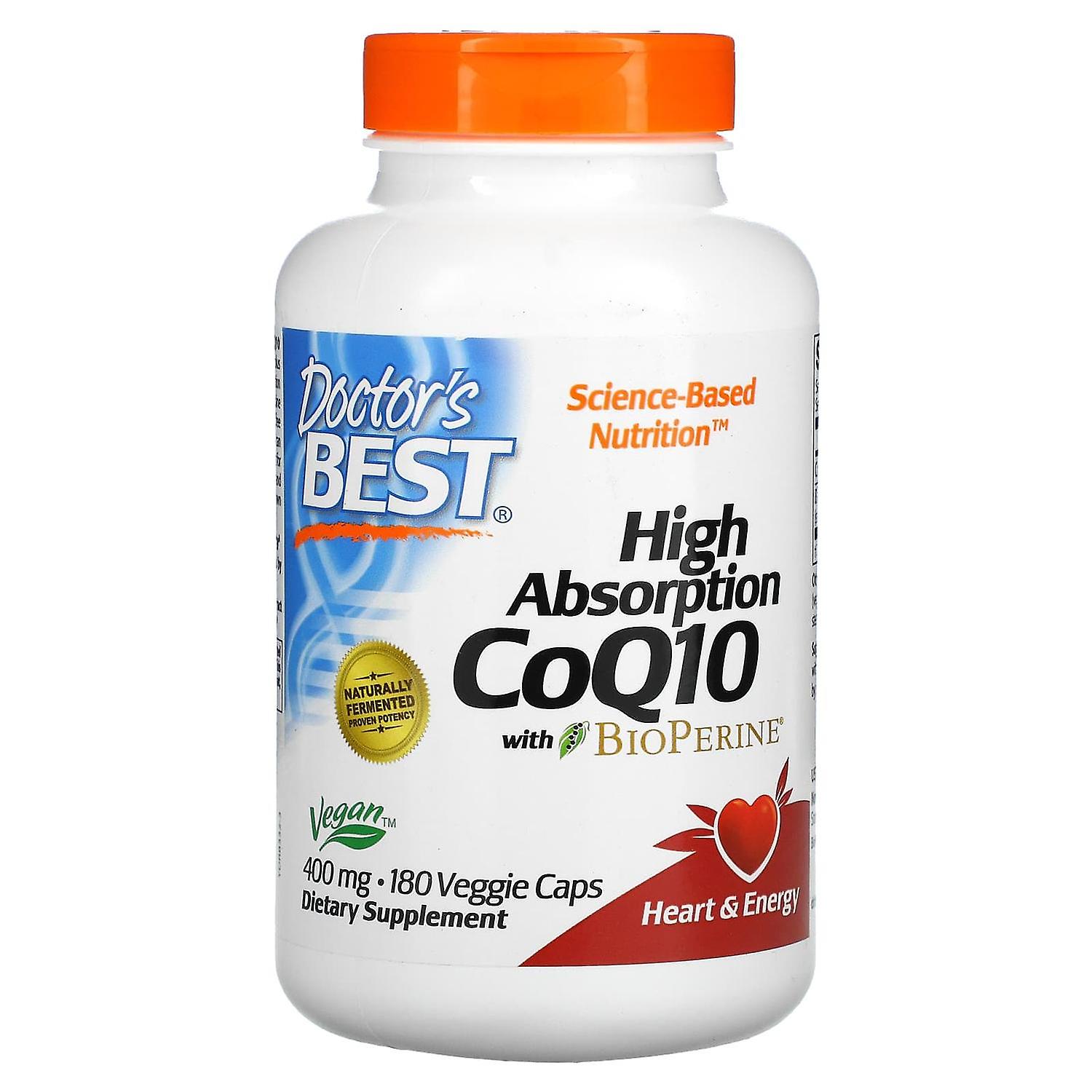 Doctor's Best, High Absorption CoQ10 with BioPerine, 400 mg, 180 Veggie Caps