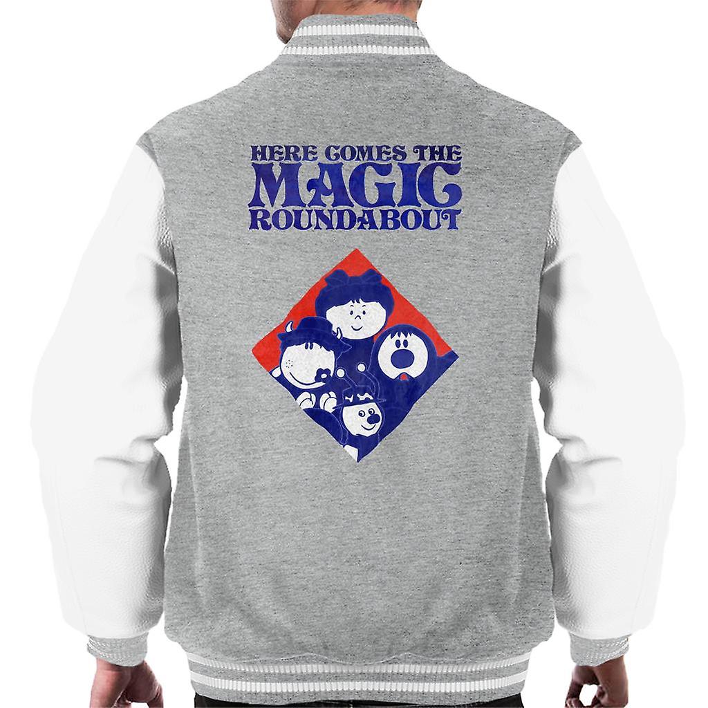 The Magic Roundabout Retro Blue Tone Diamond Men's Varsity Jacket