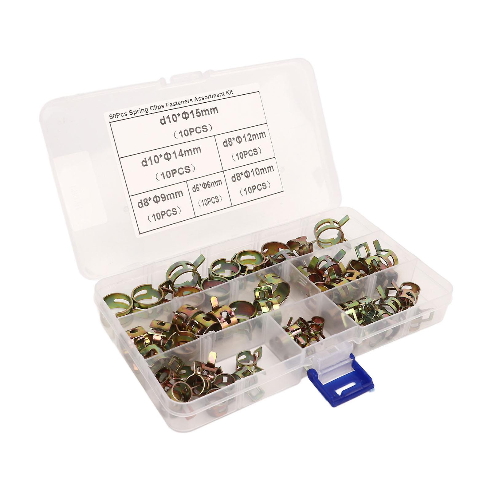 60Pcs Ear Hose Clamp with Plier Storage Box Labor Saving Portable Pipe Ear Clamp Kit for Maintenance 