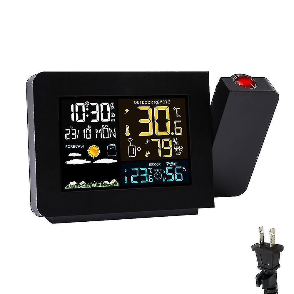 Multi-function Projection Alarm Clock With Weather Clock - Indoor And Outdoor Temperature And Humidi