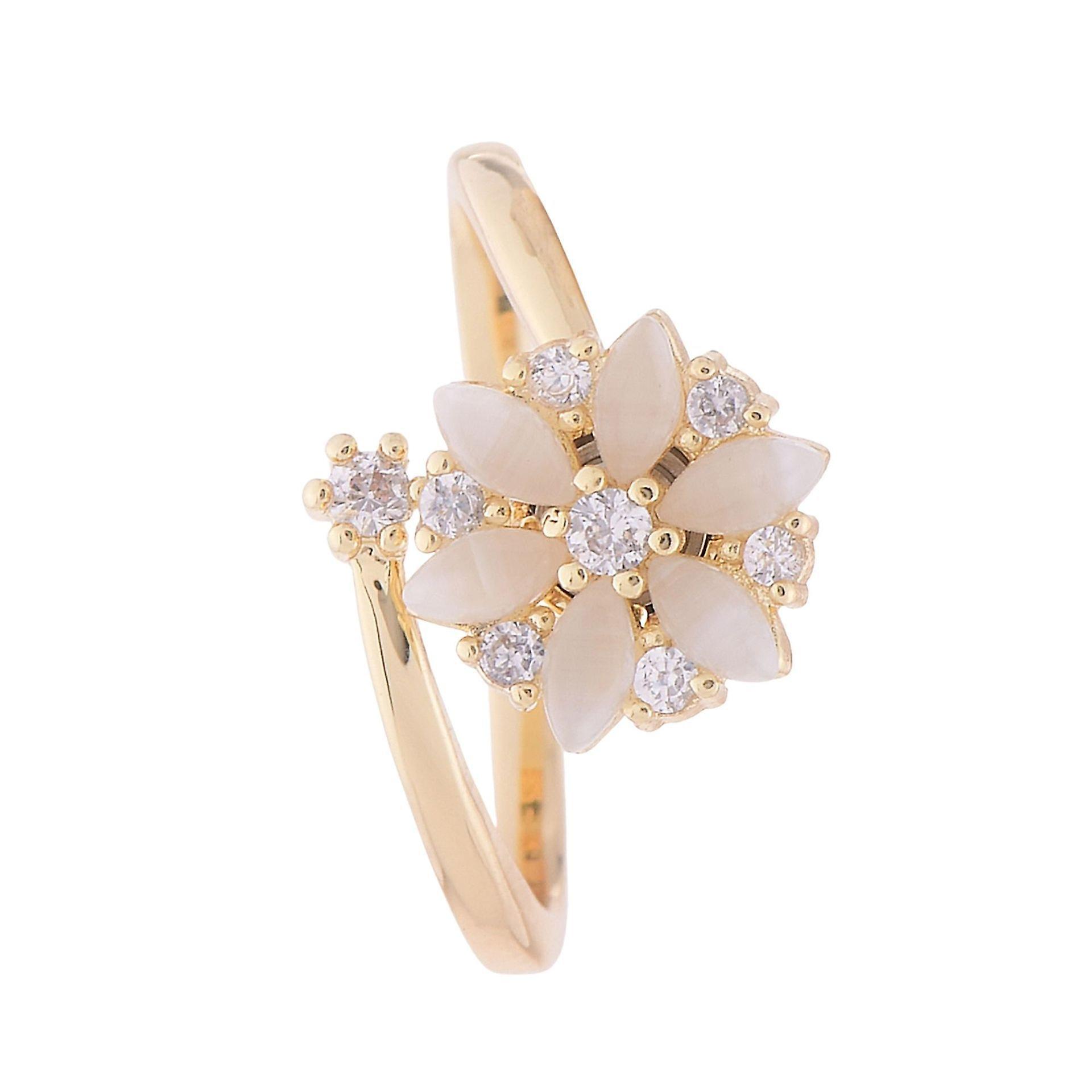 Ring, light luxury floral ring, cat eye stone opening ring