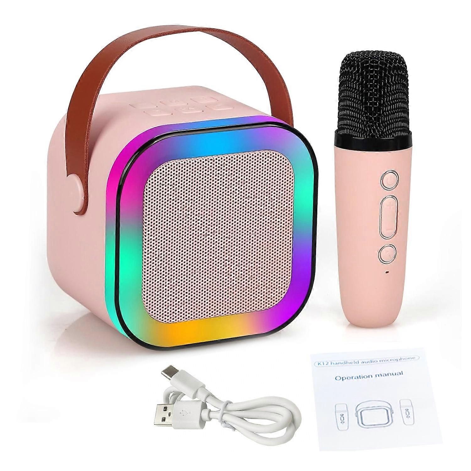 Bluetooth-compatible Mini Karaoke Machine with Microphone 5 Sound Effects High Power Compact