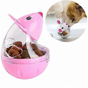 Cat Feeder Leckerlis Spielzeug für interaktives IQ Treat Training Becher in Mausform (rosa)
