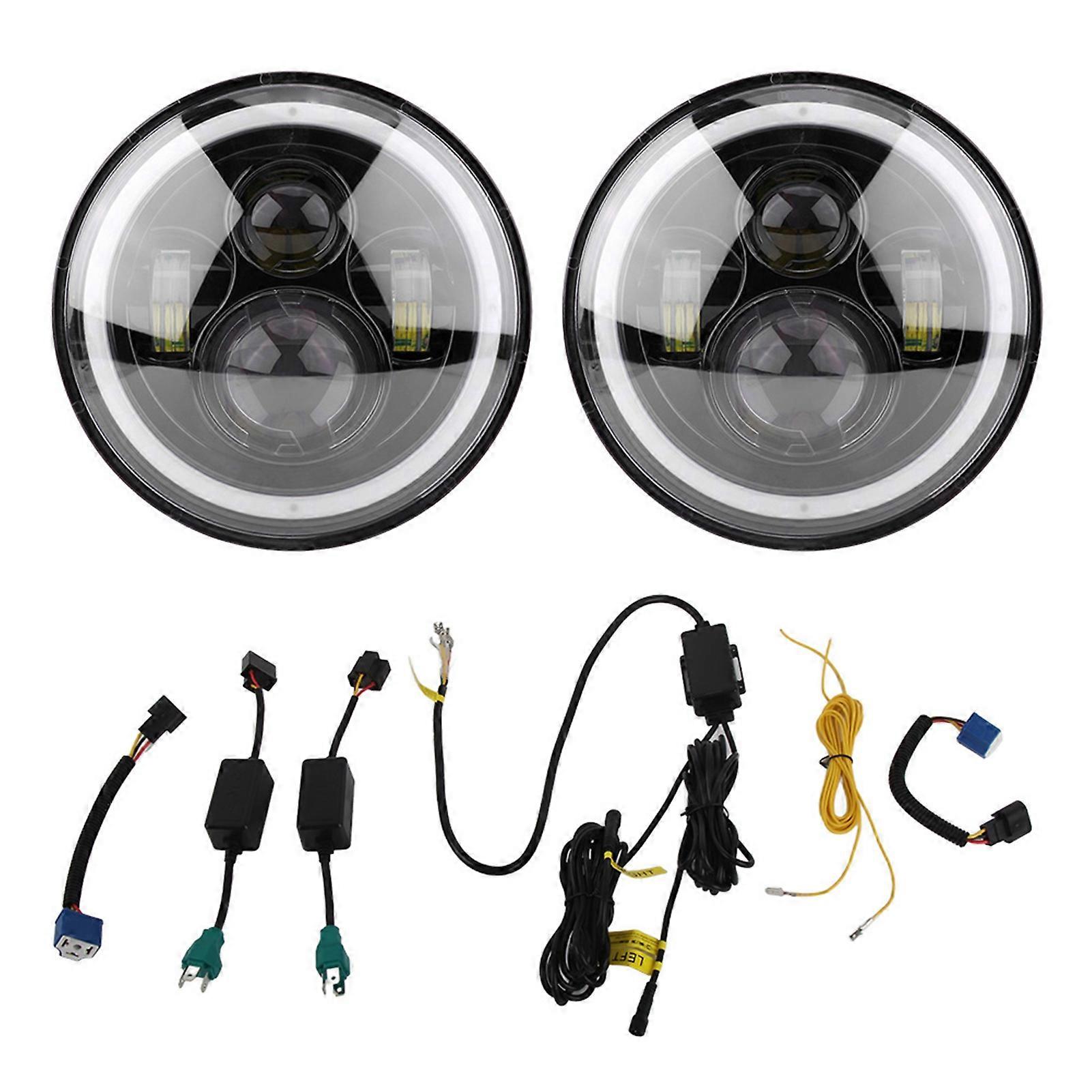 7Inch Car 1032V High/Low Beam LED Headlight RGB Bluetooth Wireless Headlamp for Wrangler E2U077