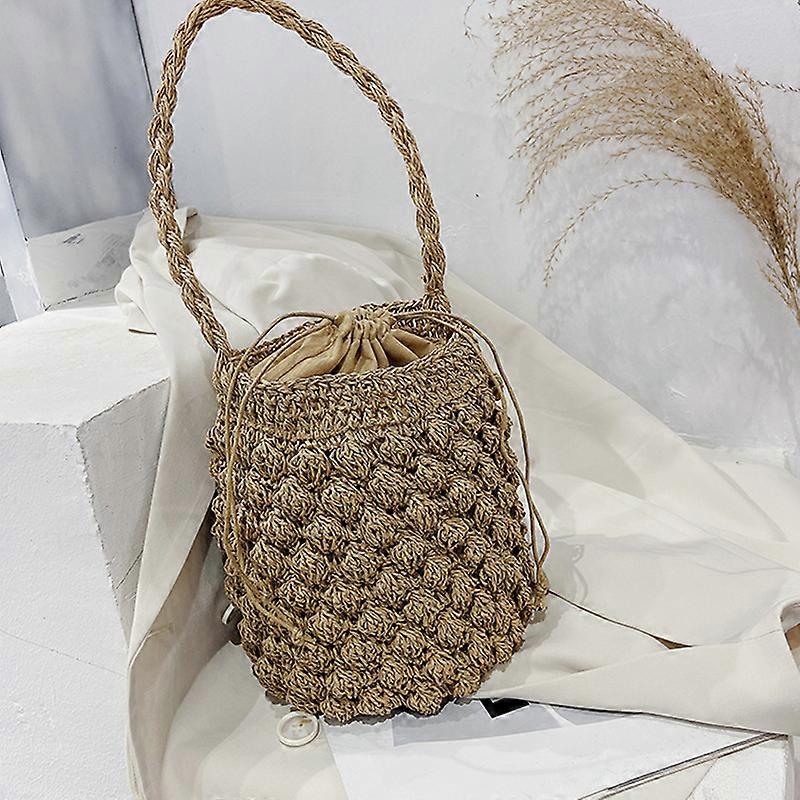XIANRENGE קיץ בעבודת יד תיק Crossbody לנשים תיק כתף חוף אריגת שרוך תיק דלי קש