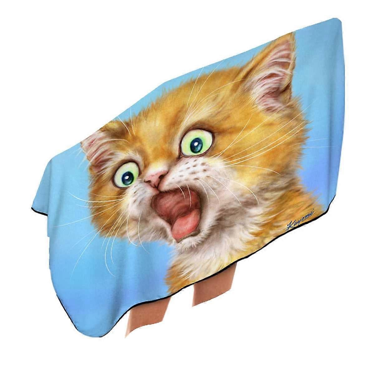 Funny Kittens Ginger Kitty Cat is in Shock Microfiber Beach Towel