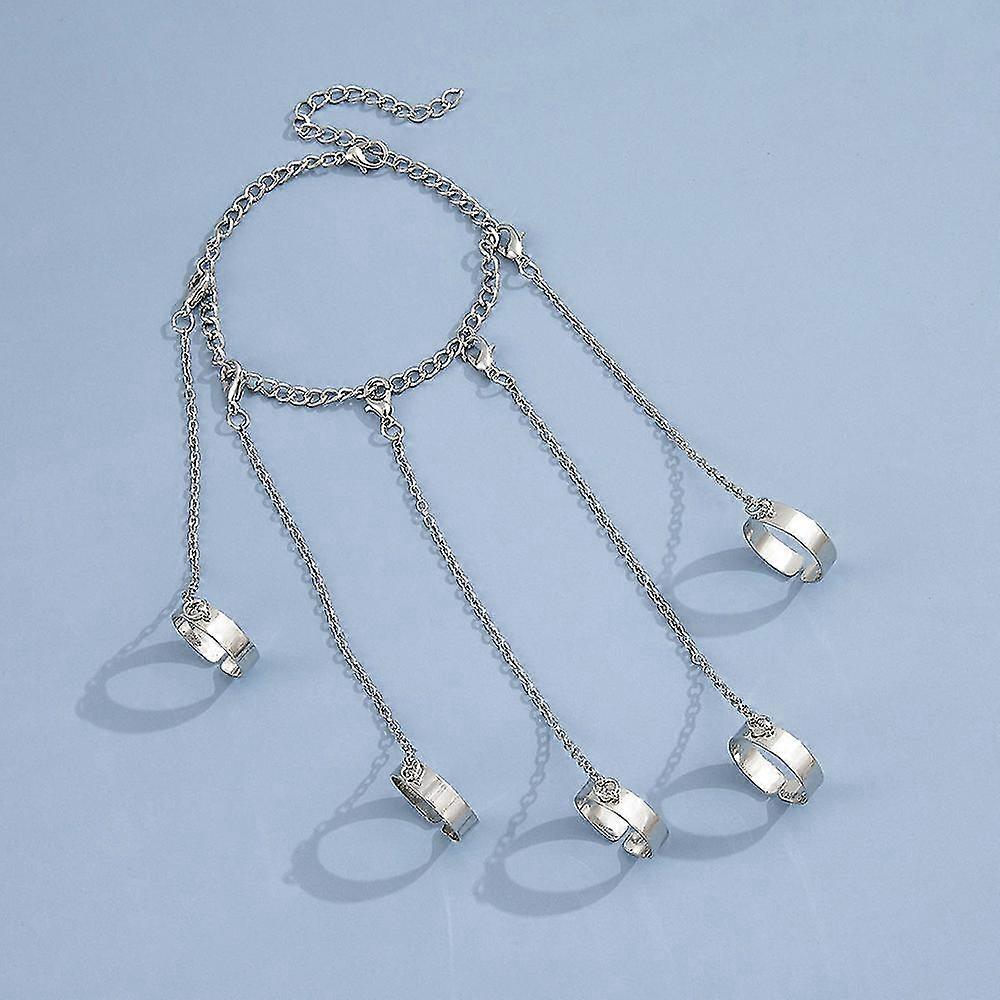 MAYIYAHO Punk semplice anello da polso a catena geometrica per le donne uomini gotico hip hop lunga nappa anelli aperti bracciale set gioielli di coppia