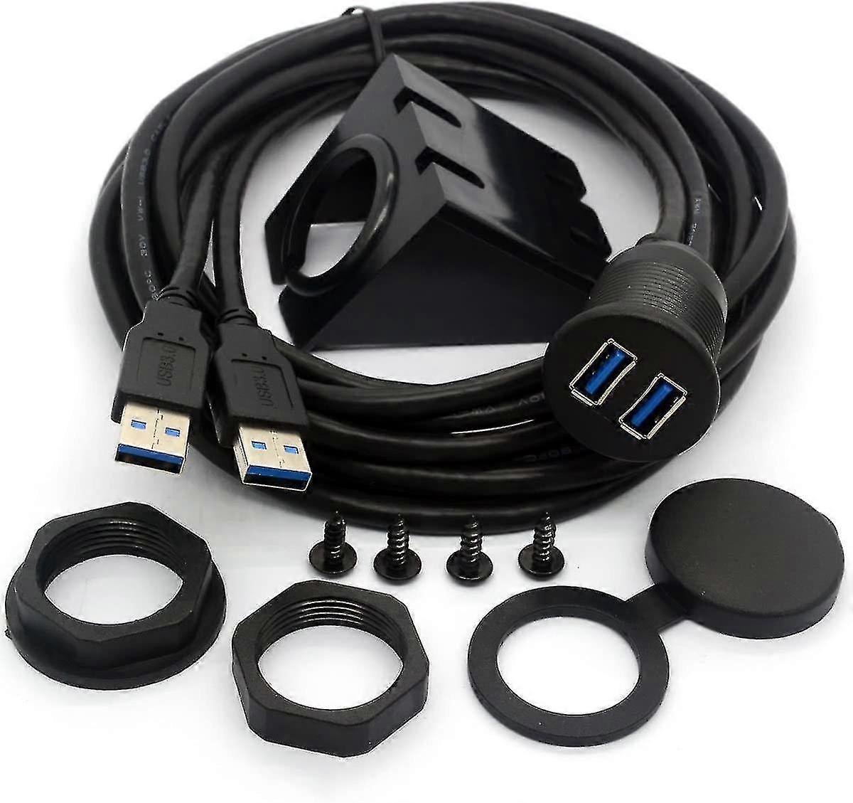 Centbest Usb 3.0 Flush Mount Cable, Dual Usb Flush Dash Panel Mount Cable