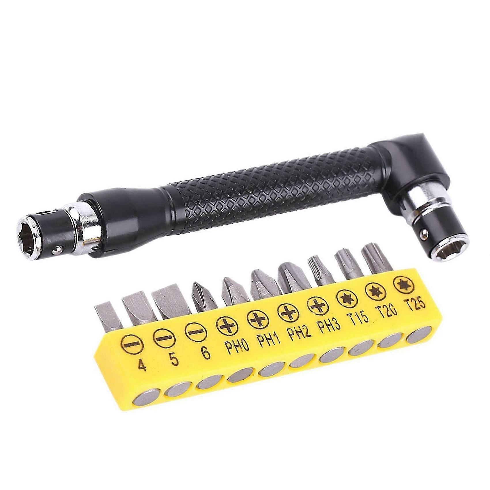 10-piece Screwdrivers L-shaped Extended Handle Double Head Socket Screwdriver Flat Screwdriver Kit Hand Tools (black/silver)